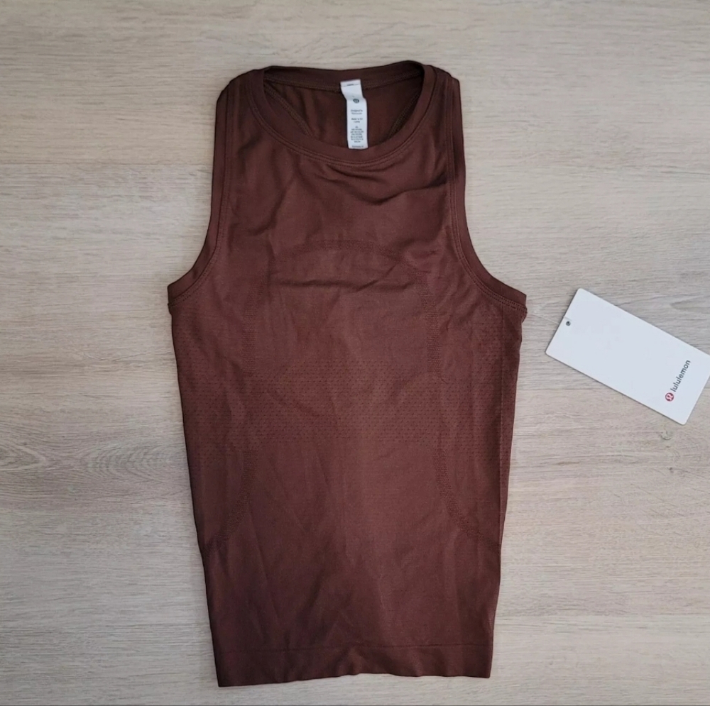 NWT Lululemon Womens Swiftly Tech High Neck Tank 2.0 *Race Size 0 Roasted Brown